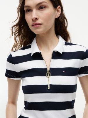 Slim Fit Rugby Stripe Zip Polo | Tommy Hilfiger