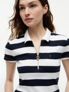 Slim Fit Rugby Striped Zip Polo — Navy Stripe 3