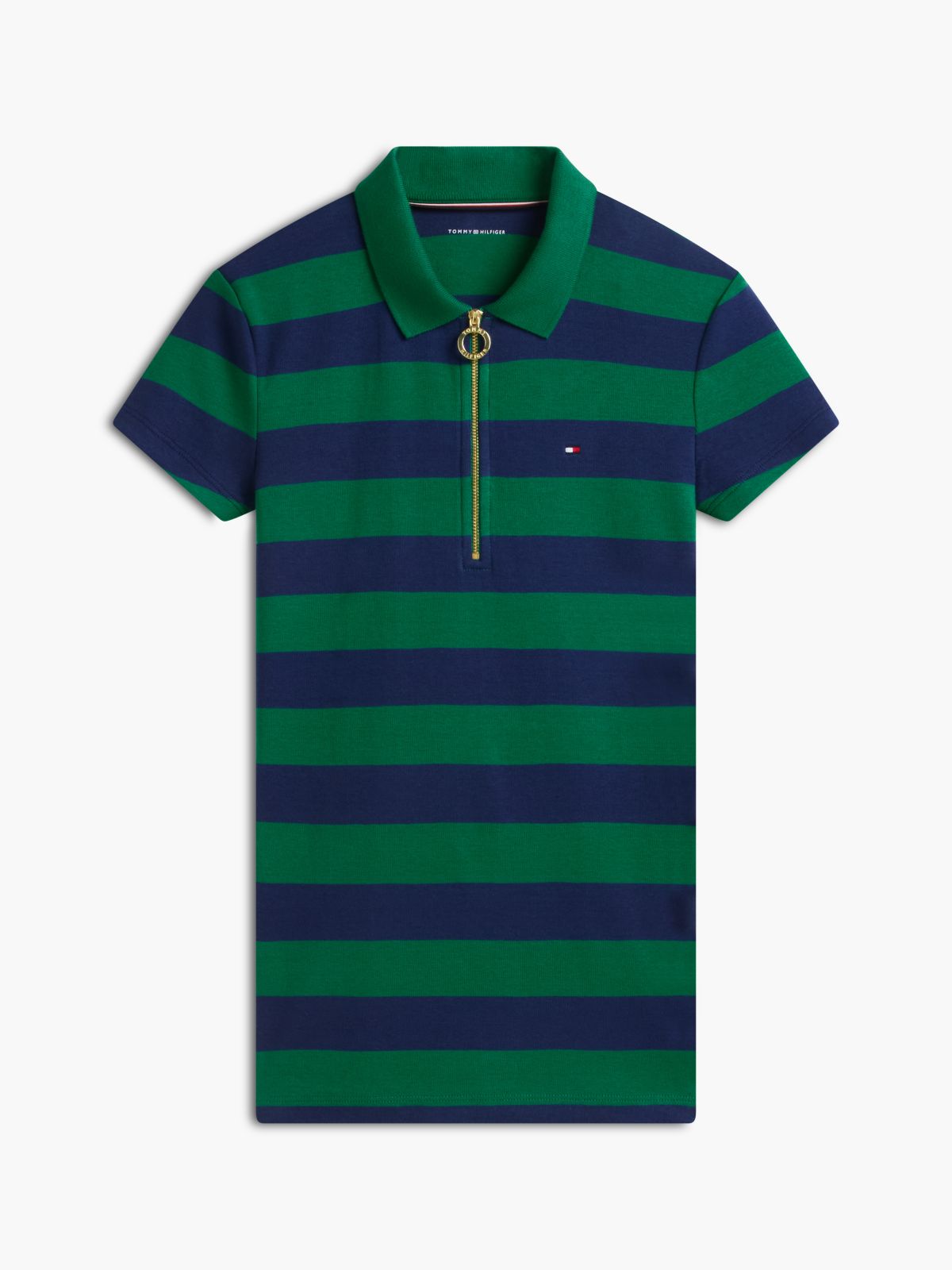 Slim Fit Rugby Striped Zip Polo — Nouveau Green