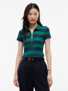 Slim Fit Rugby Striped Zip Polo — Nouveau Green 1