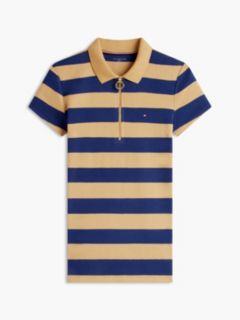 Slim Fit Rugby Striped Zip Polo — Classic Khaki 5
