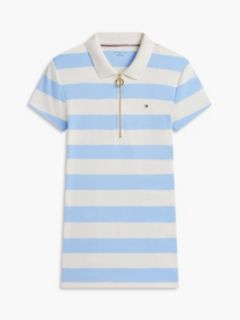 Slim Fit Rugby Striped Zip Polo — Light Blue 5