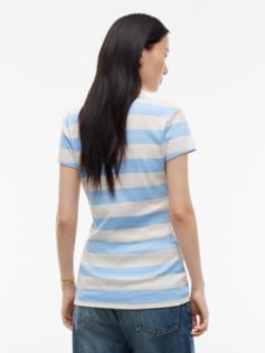 Slim Fit Rugby Striped Zip Polo — Light Blue 4