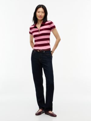 Женские топы Tommy Hilfiger Slim Fit Rugby Stripe Zip Polo — фото 2