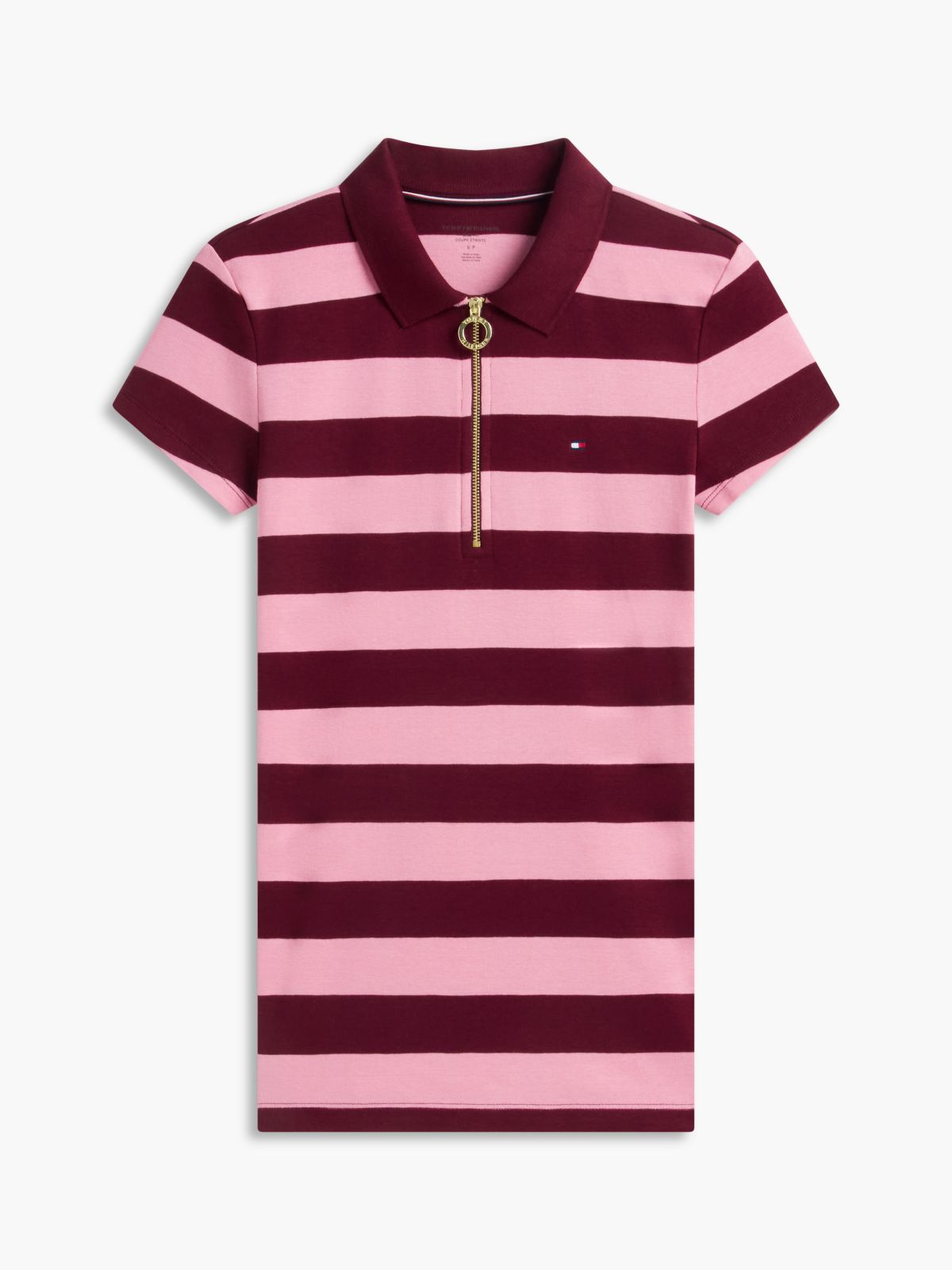 Slim Fit Rugby Striped Zip Polo — Burgundy Combo