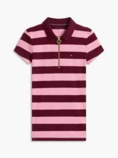 Slim Fit Rugby Striped Zip Polo — Burgundy Combo 5