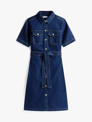 Short-Sleeve Belted Denim Dress | Tommy Hilfiger