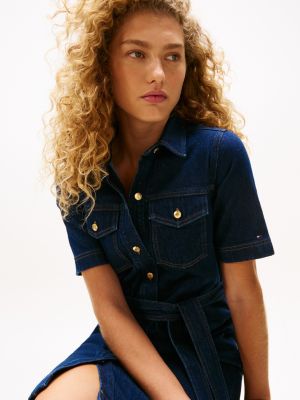 Short-Sleeve Belted Denim Dress | Tommy Hilfiger