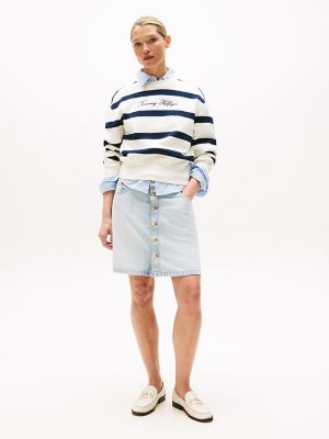 Cotton-Linen Blend Denim Mini Skirt, Calico
