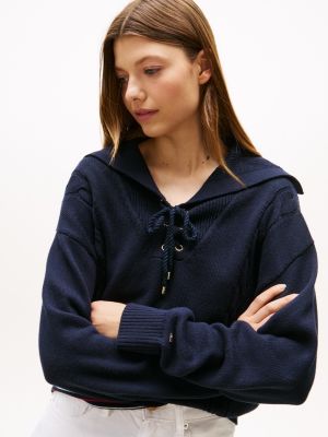 Sailor Collar Lace-Up Sweater | Tommy Hilfiger Canada