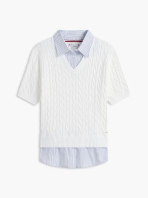 Женские свитеры Tommy Hilfiger Layered-Look Cable Knit Sweater — фото 4