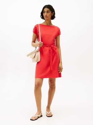 Belted Stretch T-Shirt Dress, Strawberry Field