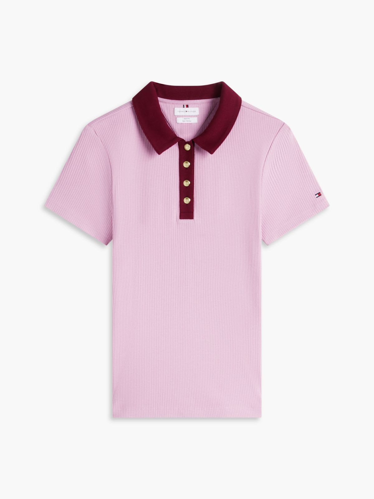 Gold-Button Ribbed Polo — Mystic Orchid Combo
