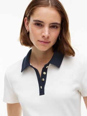 Женские свитеры Tommy Hilfiger Gold-Button Ribbed Polo — фото 3