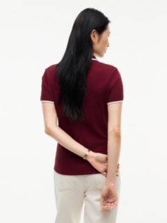 Tipped Split Placket Stretch Polo — Burgundy 4