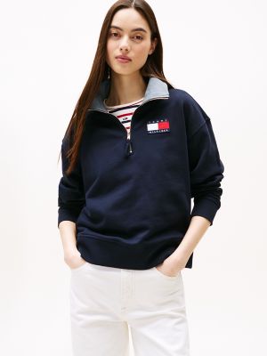 Quarter-Zip Signature Flag Sweatshirt, Navy