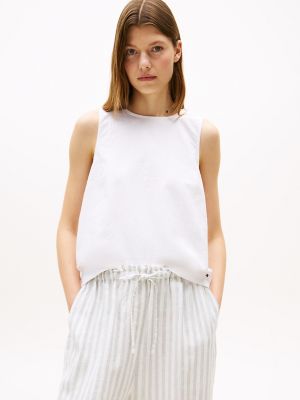 Cotton-Linen Blend Tank Top, Optic White