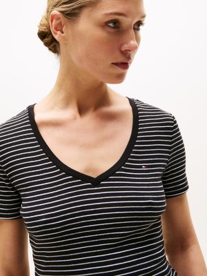 Stripe V-Neck Favorite T-Shirt, Black Stripe