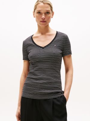 Stripe V-Neck Favorite T-Shirt, Black Stripe