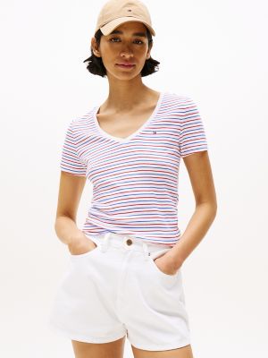 Stripe V-Neck Favorite T-Shirt, Dazzling Blue Stripe