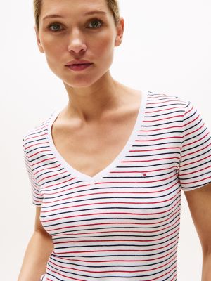 Stripe V-Neck Favorite T-Shirt, Optic White Stripe