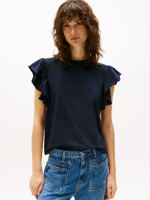 Flutter-Sleeve T-Shirt, Navy