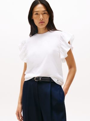 Flutter-Sleeve T-Shirt, Optic White