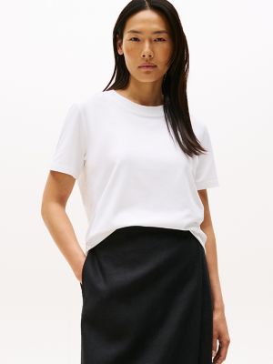 Cropped Embroidered-Back T-Shirt, Optic White