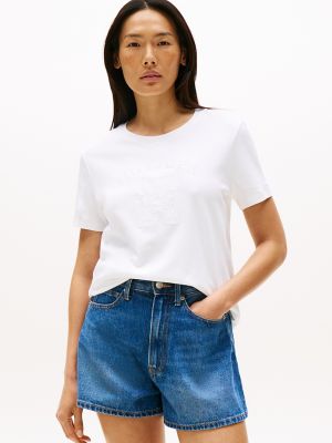 Embroidered Tonal Monogram Logo T-Shirt, Optic White