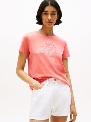Embroidered Hilfiger Logo T-Shirt, Peach Dusk