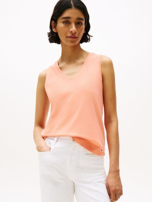 Drapey V-Neck Tank Top, Peach Dusk