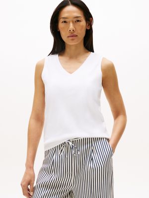 Drapey V-Neck Tank Top, Optic White