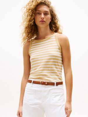 Linen Blend Stripe Tank Top, Beechwood Stripe