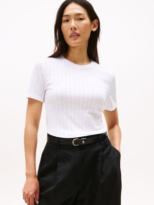 Pointelle Crewneck T-Shirt, Optic White
