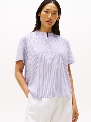 Short-Sleeve Stretch Pullover Top, Vessel Blue