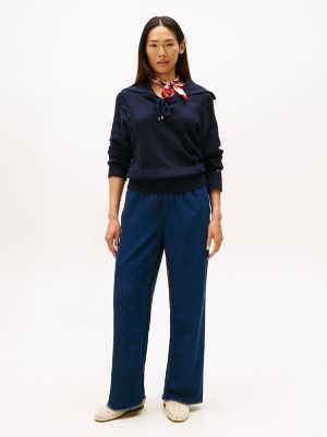 Pull-On Wide-Leg Jean, Dark Wash Denim