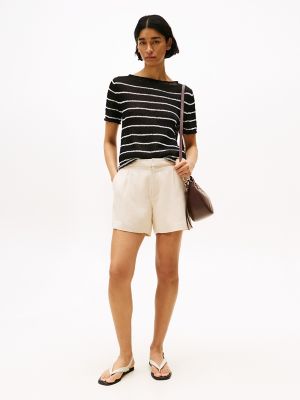 Linen-Blend Short, Classic Beige