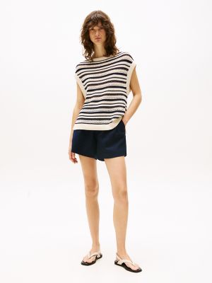 Linen-Blend Short, Navy