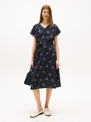 Nautical Print Midi Dress, Navy