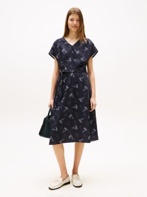 Nautical Print Midi Dress, Navy