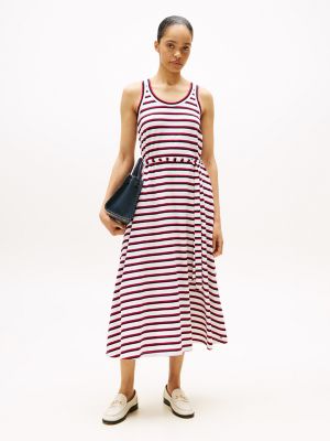 Sleeveless Stripe Maxi Dress, Th Optic White