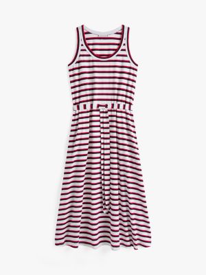 h&m striped skater dress H&M Divided Womens Navy & White Striped Skater Dress Size 8 Short Sleeve  Casual