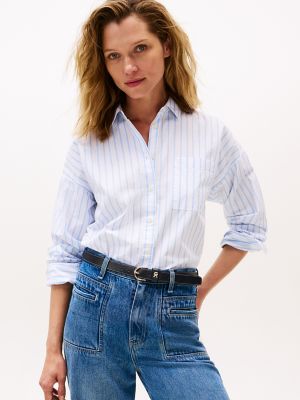 Relaxed Fit Stripe Shirt, Vessel Blue