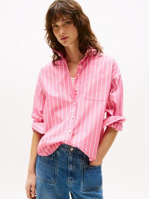 Relaxed Fit Bold Stripe Shirt, Fandango Pink Stripe