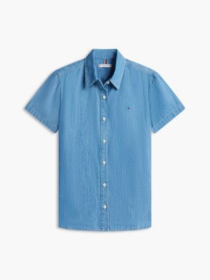 Женские рубашки Tommy Hilfiger Chambray Puff-Sleeve Shirt — фото 5
