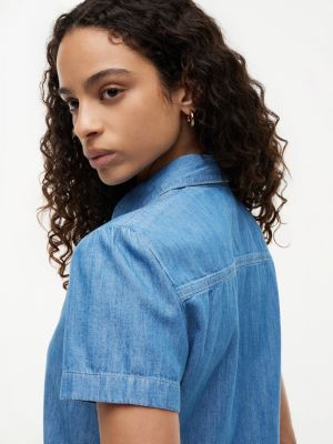 Женские рубашки Tommy Hilfiger Chambray Puff-Sleeve Shirt — фото 3