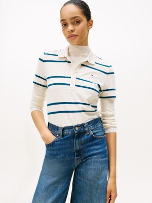 Stripe Stretch Pique Polo, Dark Beige