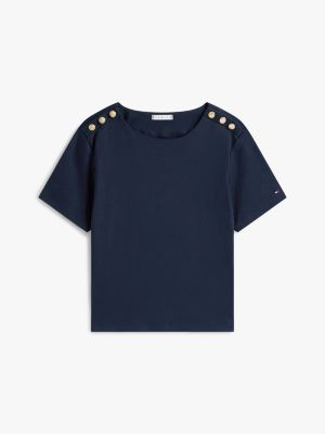 Gold Button-Shoulder T-Shirt | Tommy Hilfiger