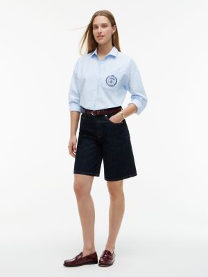 Женские рубашки Tommy Hilfiger Relaxed Fit Crest Logo Striped Shirt — фото 2