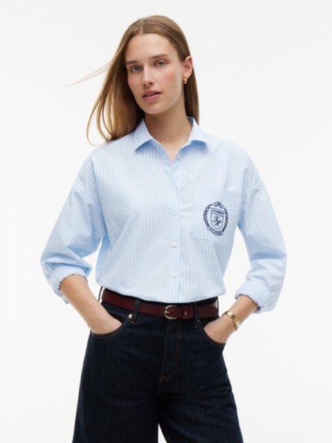 Женские рубашки Tommy Hilfiger Relaxed Fit Crest Logo Striped Shirt